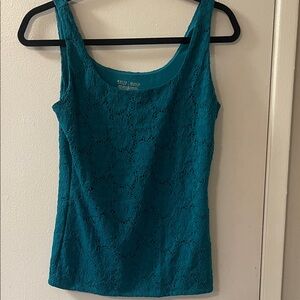 White House Black Market Teal Lace Tank Top
